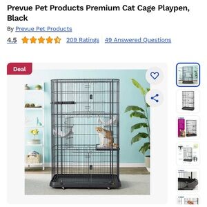 Prevue Premium Cat Cage Playpen, Black